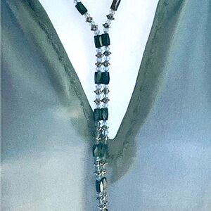 Magnetic Hematite,Blue Crystal, and Silver Beaded Necklace